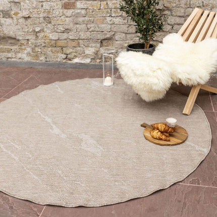Rond Buitenkleed Marble - Naturel/wit - dubbelzijdig - EVA Interior - Vloerkledenloods