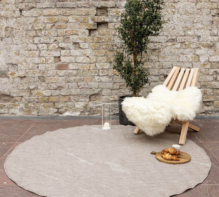Rond Buitenkleed Marble - Naturel/wit - dubbelzijdig - EVA Interior - Vloerkledenloods