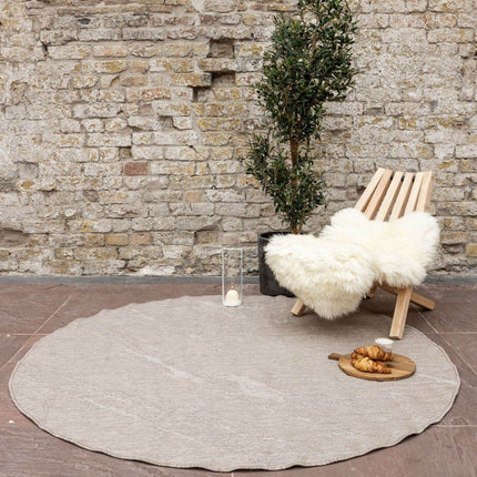 Rond Buitenkleed Marble - Naturel/wit - dubbelzijdig - EVA Interior - Vloerkledenloods