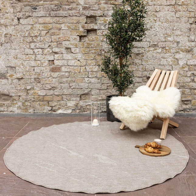 Rond Buitenkleed Marble - Naturel/wit - dubbelzijdig - EVA Interior - Vloerkledenloods