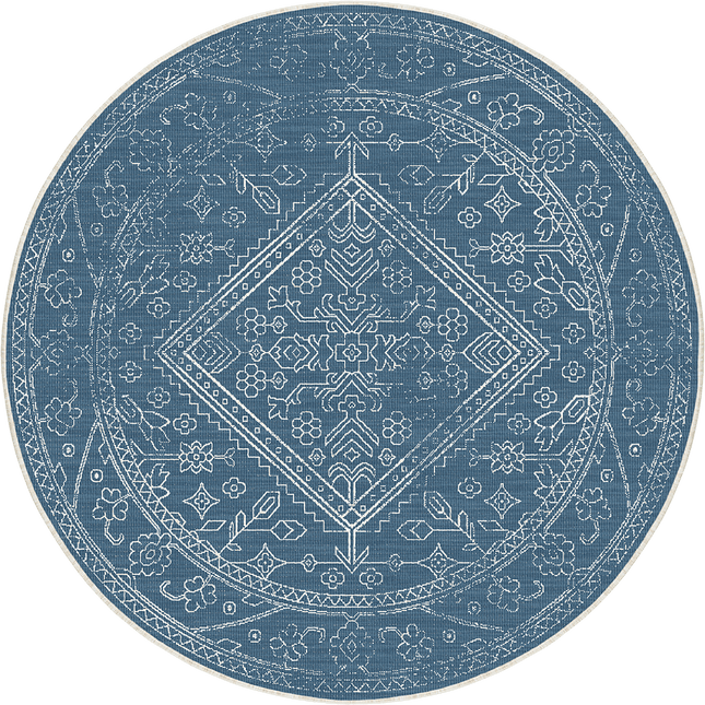 Rond buitenkleed Nova blauw - Interieur05 - Vloerkledenloods