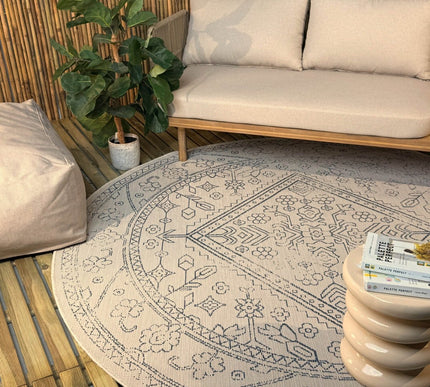 Rond buitenkleed Nova blauw - Interieur05 - Vloerkledenloods