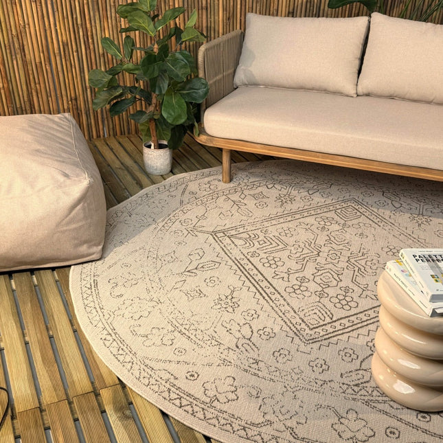 Rond buitenkleed Nova linnen - Interieur05 - Vloerkledenloods