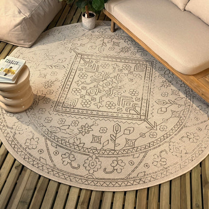 Rond buitenkleed Nova linnen - Interieur05 - Vloerkledenloods