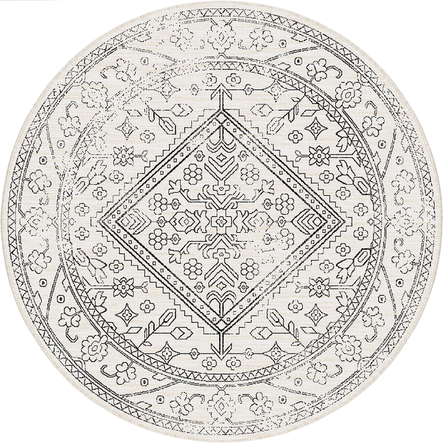 Rond buitenkleed Nova zwart/wit - Interieur05 - Vloerkledenloods