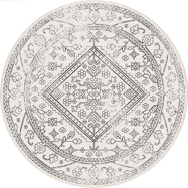 Rond buitenkleed Nova zwart/wit - Interieur05 - Vloerkledenloods