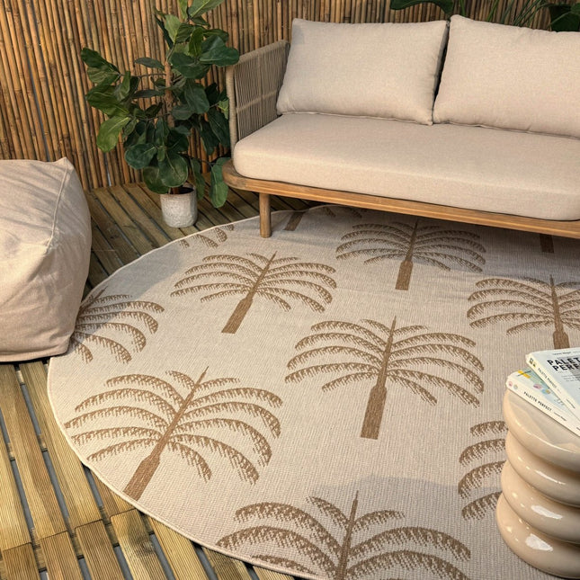 Rond buitenkleed Oase jute - Interieur05 - Vloerkledenloods