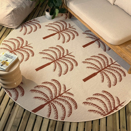 Rond buitenkleed Oase roest - Interieur05 - Vloerkledenloods