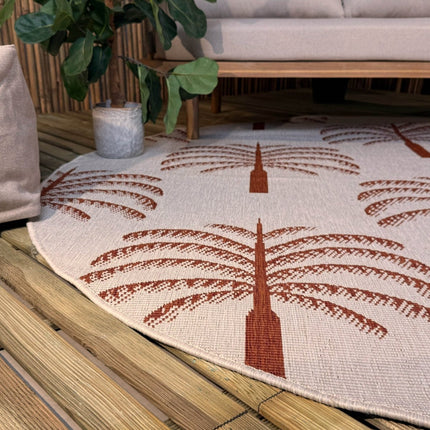 Rond buitenkleed Oase roest - Interieur05 - Vloerkledenloods