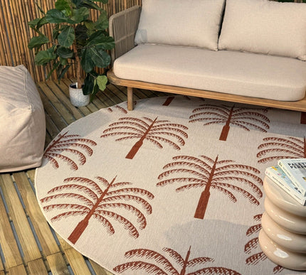 Rond buitenkleed Oase roest - Interieur05 - Vloerkledenloods
