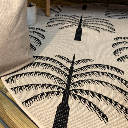 Rond buitenkleed Oase zwart/wit - Interieur05 - Vloerkledenloods
