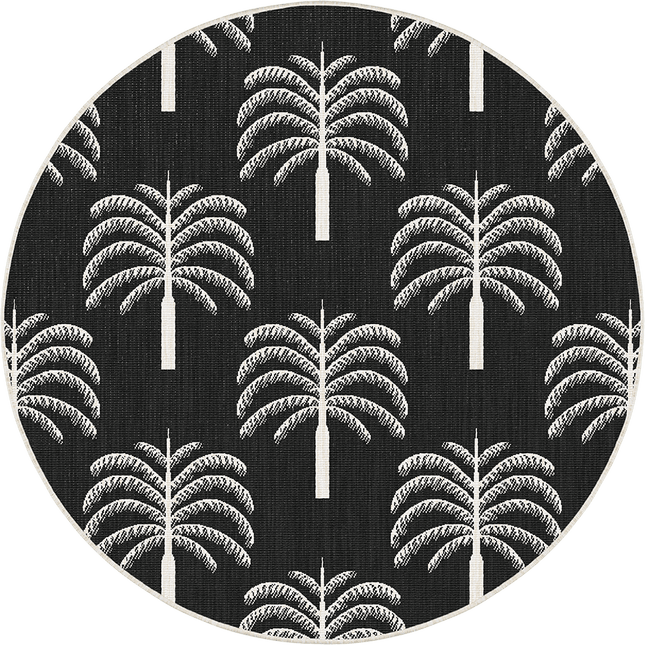 Rond buitenkleed Oase zwart/wit - Interieur05 - Vloerkledenloods