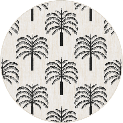 Rond buitenkleed Oase zwart/wit - Interieur05 - Vloerkledenloods