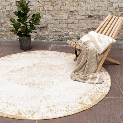 Rond Buitenkleed sage - Geel/Okergeel - dubbelzijdig - EVA Interior - Vloerkledenloods