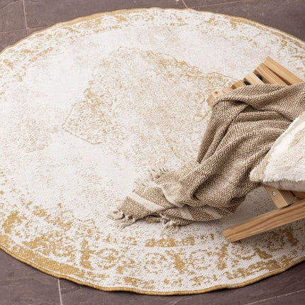 Rond Buitenkleed sage - Geel/Okergeel - dubbelzijdig - EVA Interior - Vloerkledenloods