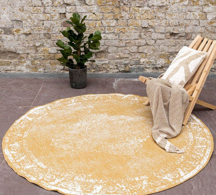 Rond Buitenkleed sage - Geel/Okergeel - dubbelzijdig - EVA Interior - Vloerkledenloods