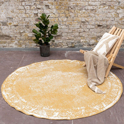 Rond Buitenkleed sage - Geel/Okergeel - dubbelzijdig - EVA Interior - Vloerkledenloods