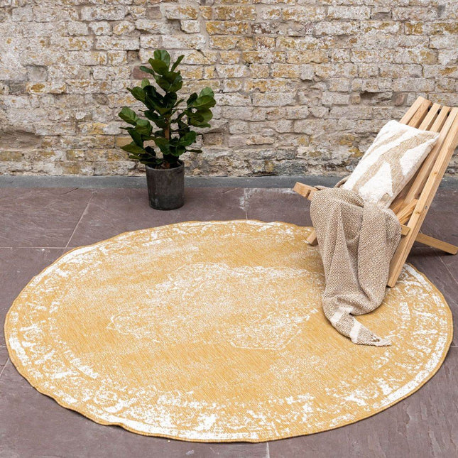 Rond Buitenkleed sage - Geel/Okergeel - dubbelzijdig - EVA Interior - Vloerkledenloods