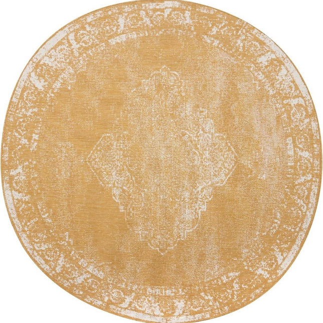 Rond Buitenkleed sage - Geel/Okergeel - dubbelzijdig - EVA Interior - Vloerkledenloods