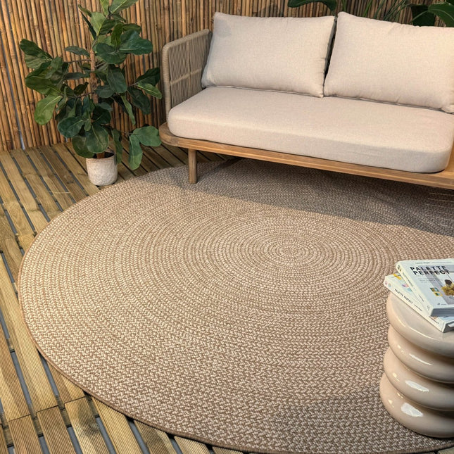 Rond buitenkleed Solid jute - Interieur05 - Vloerkledenloods