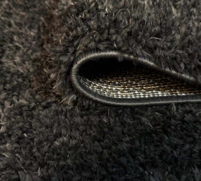 Rond Hoogpolig vloerkleed Fender Antraciet/zwart - Vloerkledenloods