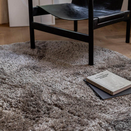 Rond Hoogpolig vloerkleed Fender grijs/lichtgrijs - Vloerkledenloods