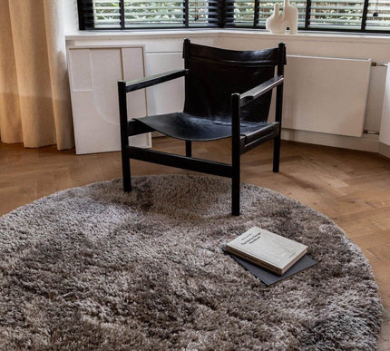 Rond Hoogpolig vloerkleed Fender grijs/lichtgrijs - Vloerkledenloods