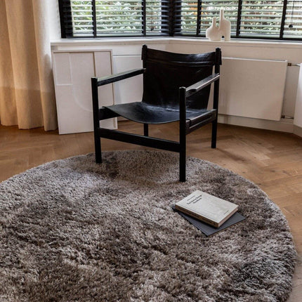 Rond Hoogpolig vloerkleed Fender grijs/lichtgrijs - Vloerkledenloods
