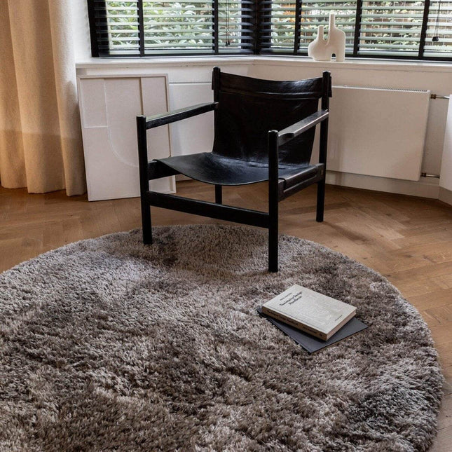 Rond Hoogpolig vloerkleed Fender grijs/lichtgrijs - Vloerkledenloods