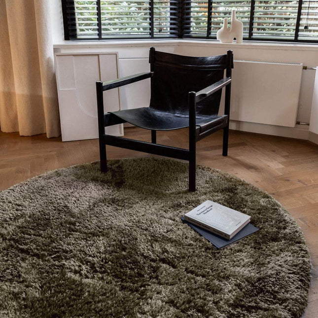 Rond Hoogpolig vloerkleed Fender Groen - Vloerkledenloods