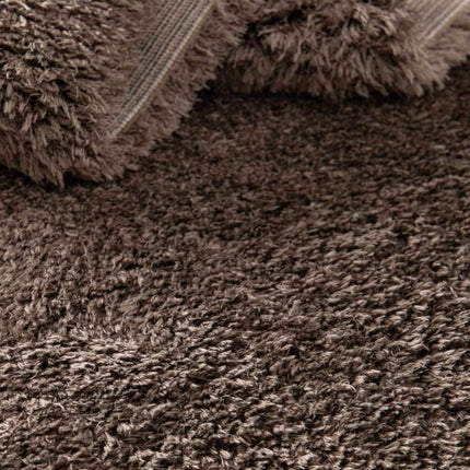Rond hoogpolig vloerkleed Fender taupe - Vloerkledenloods