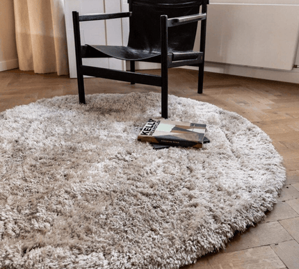 Rond Hoogpolig vloerkleed Fender wit/creme - Vloerkledenloods