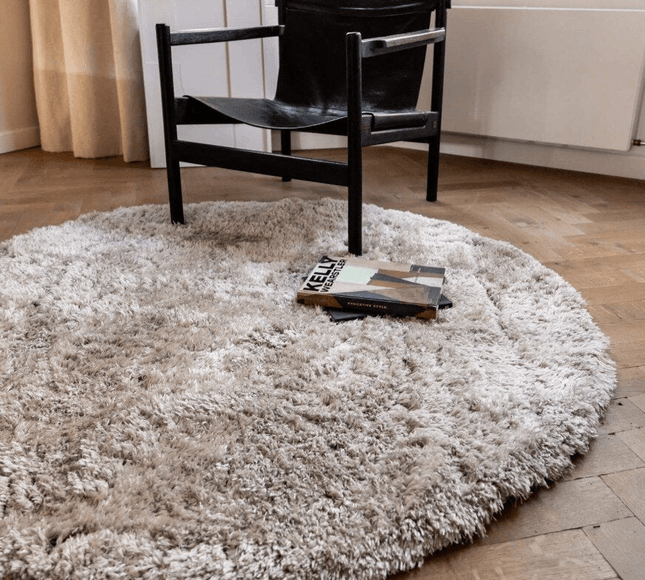 Rond Hoogpolig vloerkleed Fender wit/creme - Vloerkledenloods