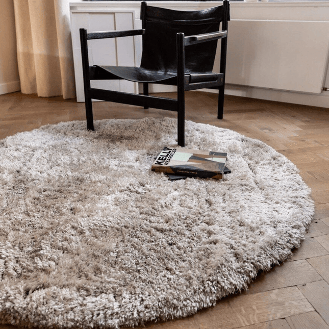Rond Hoogpolig vloerkleed Fender wit/creme - Vloerkledenloods