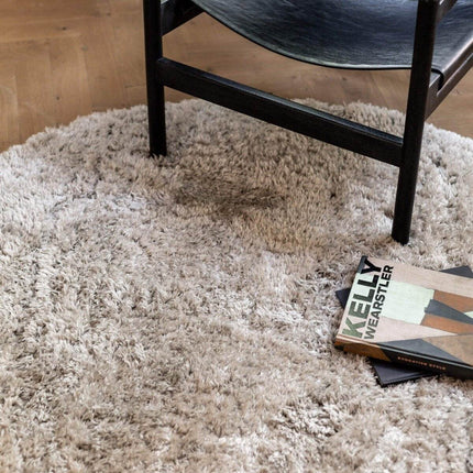 Rond Hoogpolig vloerkleed Fender wit/creme - Vloerkledenloods
