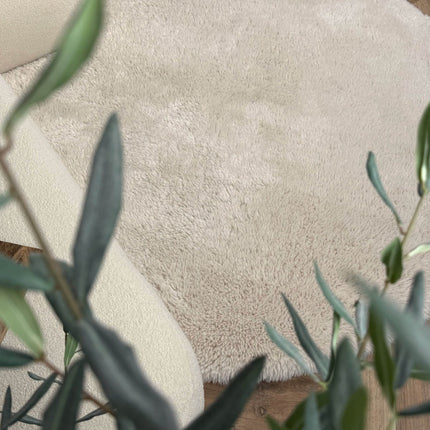 Rond hoogpolig vloerkleed Furr beige - Interieur05 - Vloerkledenloods