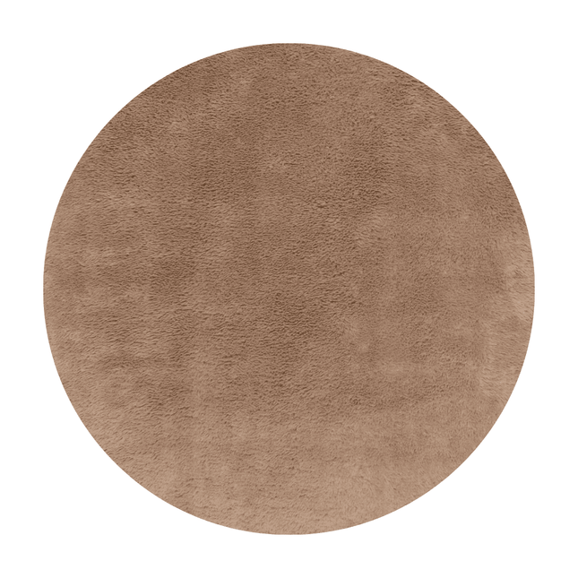 Rond hoogpolig vloerkleed Furr bruin - Interieur05 - Vloerkledenloods