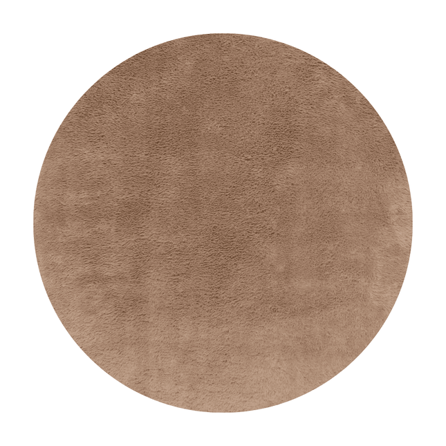 Rond hoogpolig vloerkleed Furr bruin - Interieur05 - Vloerkledenloods