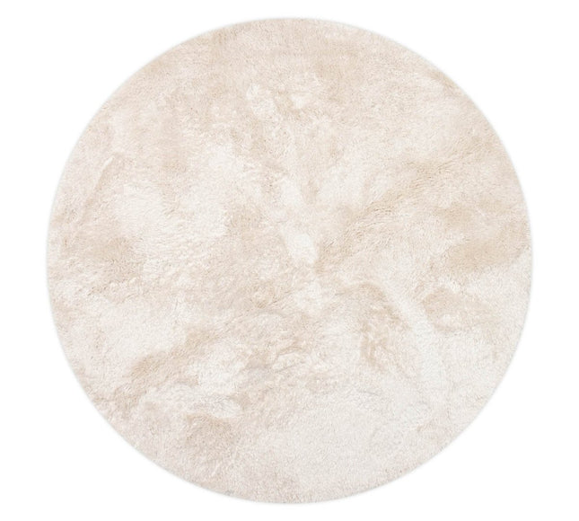 Rond hoogpolig vloerkleed Odelia beige/wit - Interieur05 - Vloerkledenloods