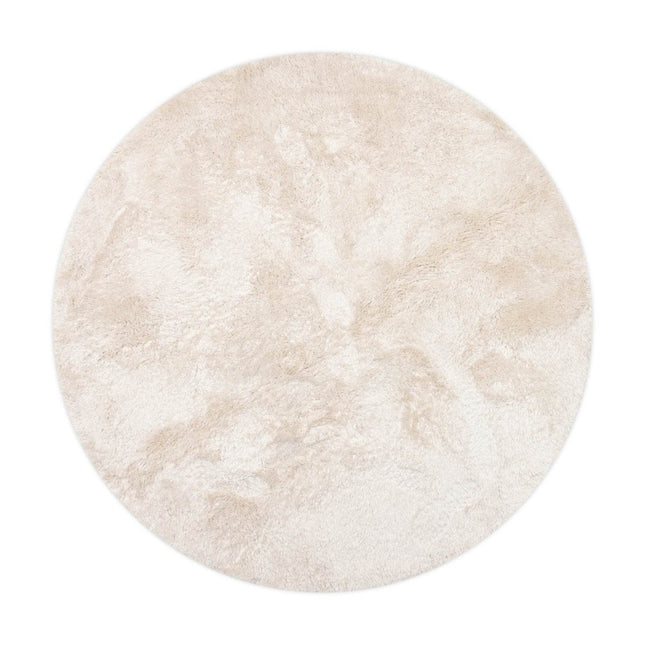 Rond hoogpolig vloerkleed Odelia beige/wit - Interieur05 - Vloerkledenloods