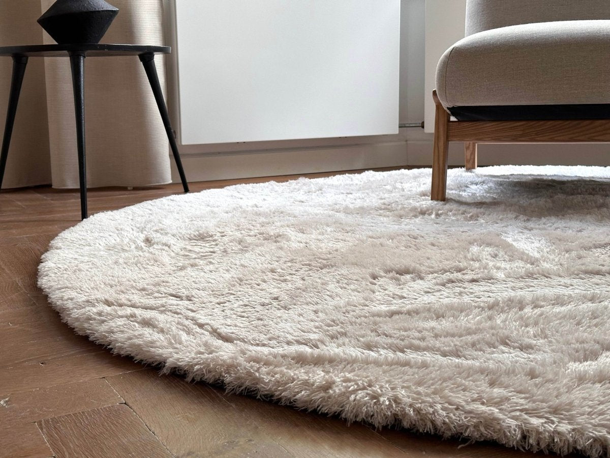 Rond hoogpolig vloerkleed - Lofty Fringe Beige Rond hoogpolig vloerkleed - Lofty Fringe Beige