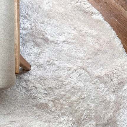 Rond hoogpolig vloerkleed Odelia beige/wit - Interieur05 - Vloerkledenloods