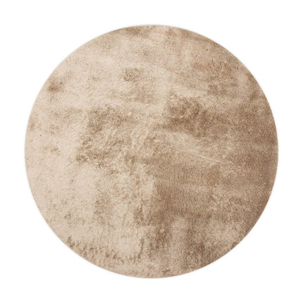 Rond hoogpolig vloerkleed Odelia bruin/taupe - Interieur05 - Vloerkledenloods