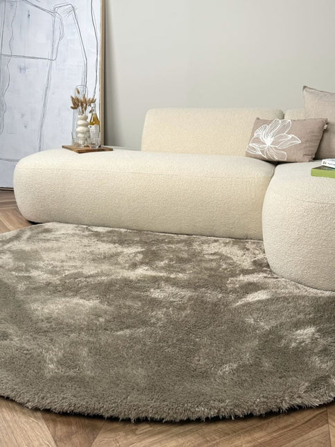 Rond hoogpolig vloerkleed Odelia stone - Interieur05 - Vloerkledenloods