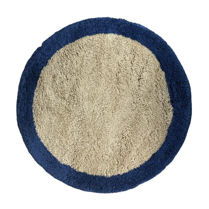 Rond hoogpolig vloerkleed Pilo beige/blauw polyester Interieur05 - Vloerkledenloods