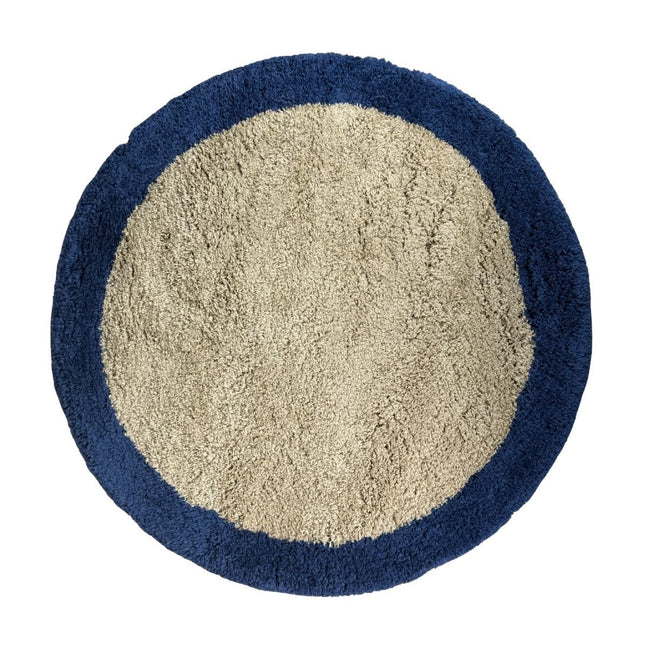 Rond hoogpolig vloerkleed Pilo beige/blauw polyester Interieur05 - Vloerkledenloods