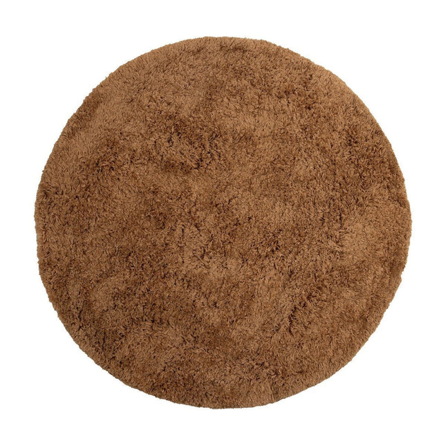 Rond Hoogpolig Vloerkleed Pilo Bruin Polyester Interieur05 - Vloerkledenloods
