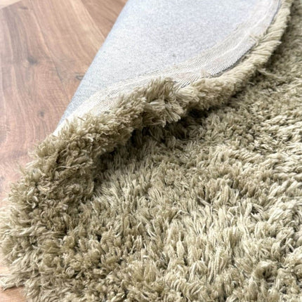 Rond hoogpolig vloerkleed Pilo groen polyester Interieur05 - Vloerkledenloods