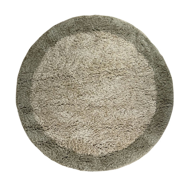 Rond hoogpolig vloerkleed Pilo groen/beige polyester Interieur05 - Vloerkledenloods