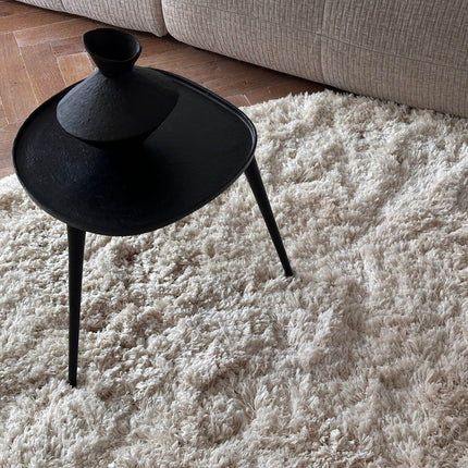 Rond Hoogpolig Vloerkleed Pilo Ivoor Wit Polyester Interieur05 - Vloerkledenloods